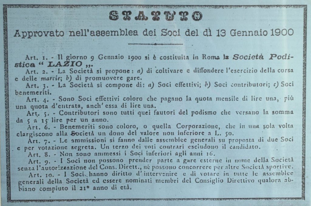 Statuto della Società Podistica Lazio
